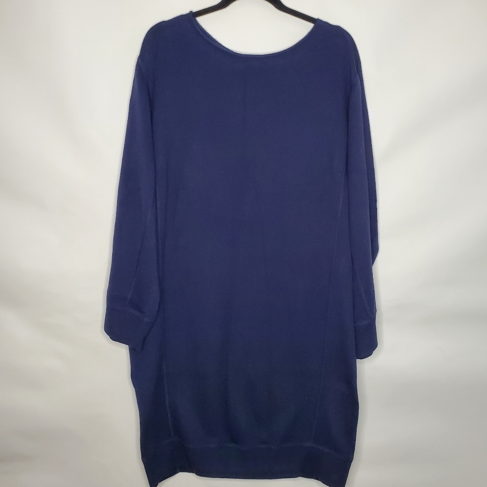 Vince Cotton Sweater Dress Size L Long Sleeve Rib Trim Oversized Stretch Knit